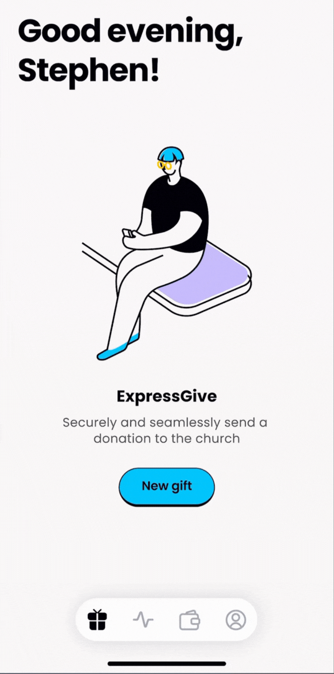 Mobile app demo showing ExpressGive interface